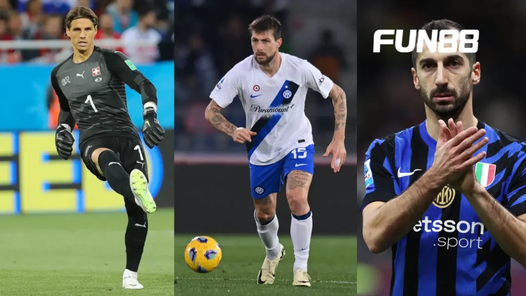 (Từ trái qua phải) Yann Sommer, Francesco Acerbi và Henrikh Mkhitaryan